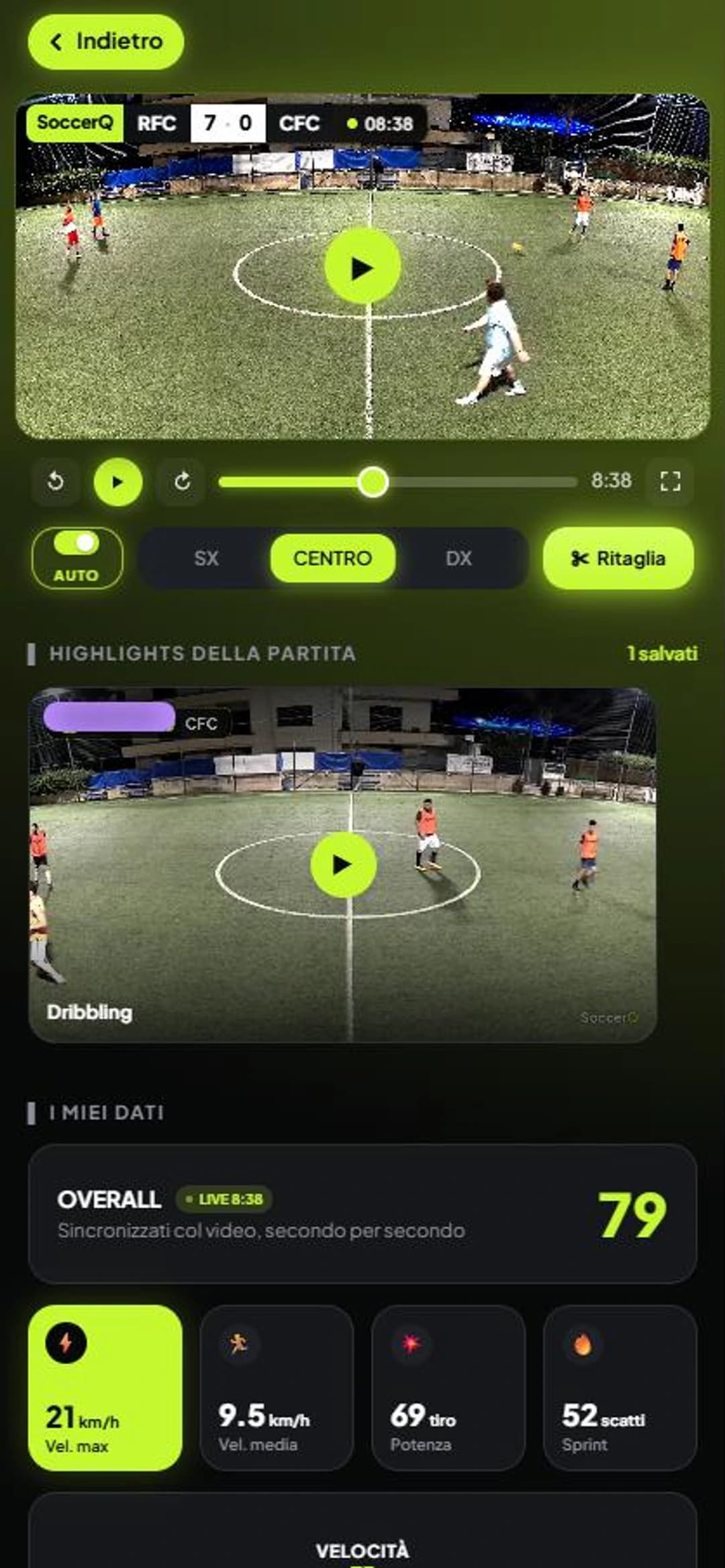 SoccerQ app — Video synced to data